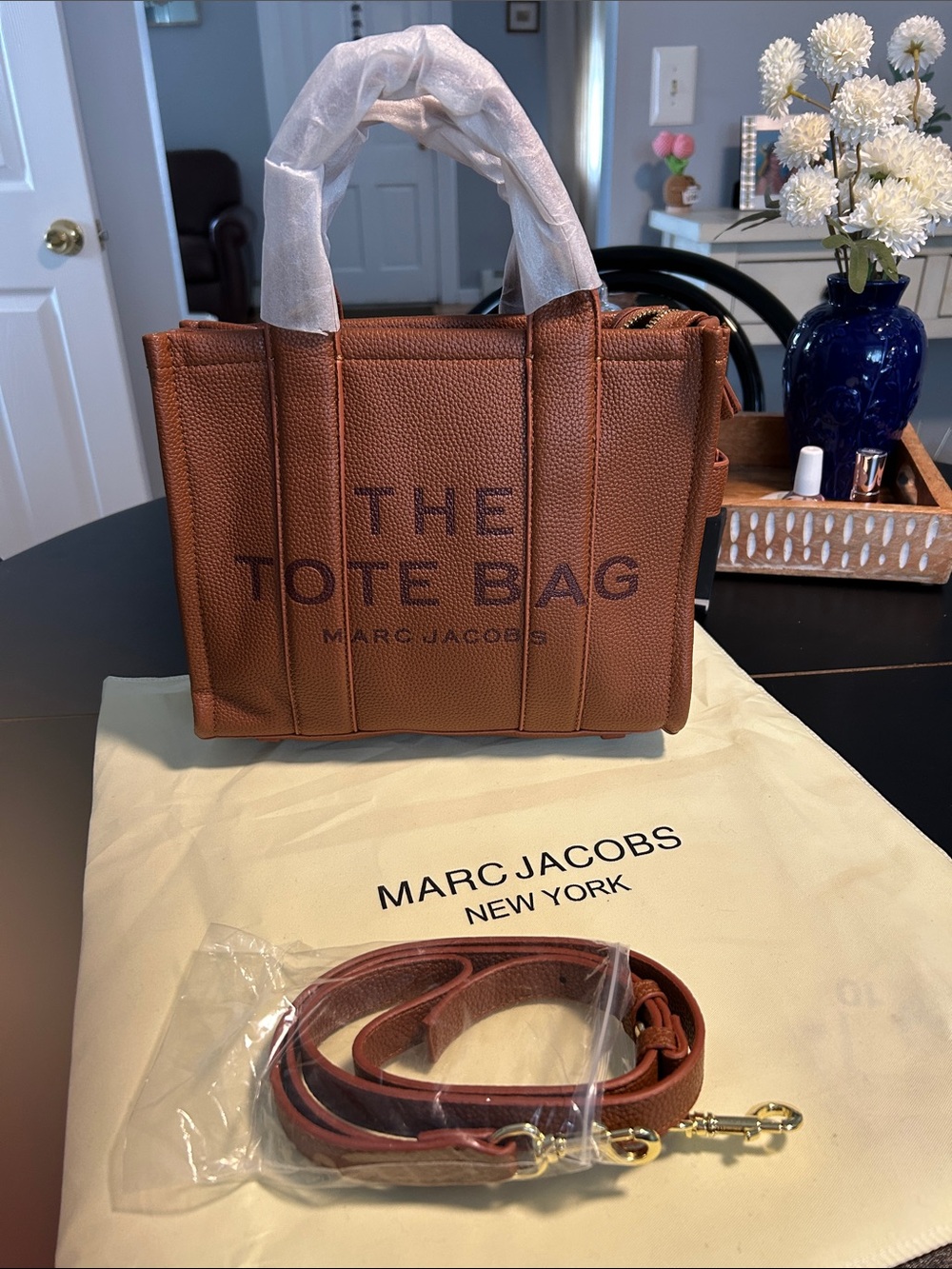 Marc Jacobs Brown Pebbled Leather Tote with Top Handles